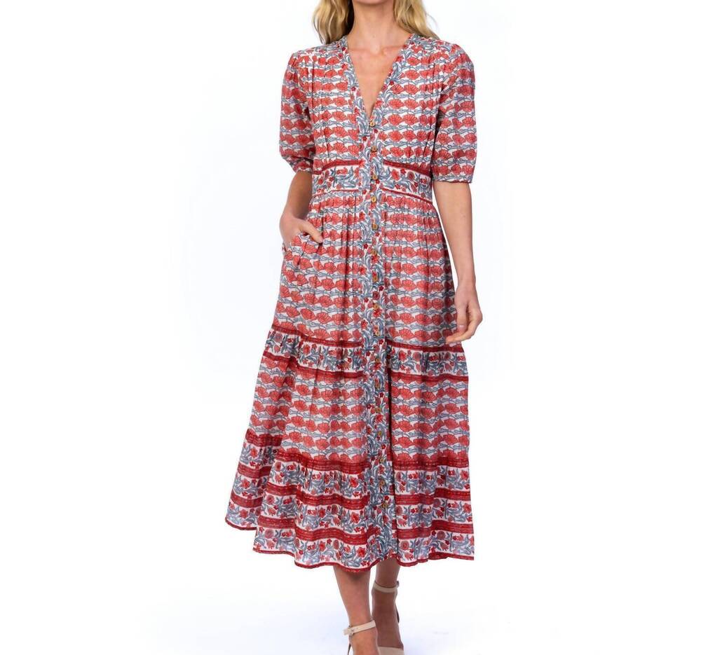 NEW MAHILA tiered maxi dress in rose